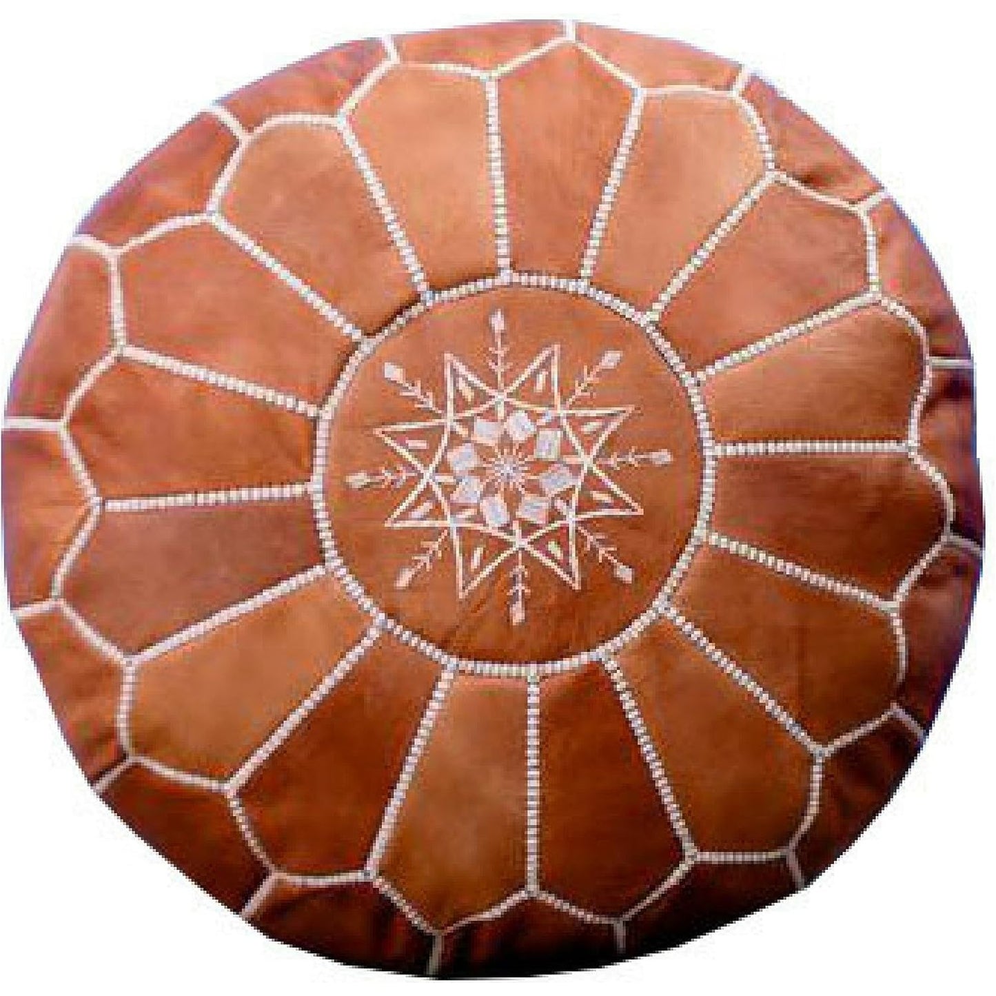 Light Brown Leather Pouf